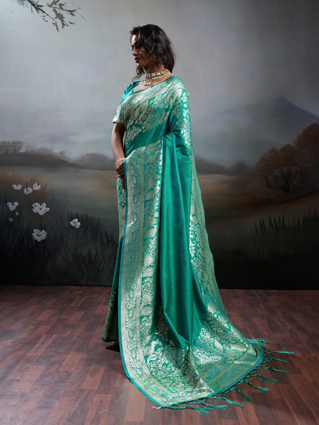 Shree Shyam Fashion Rama Silk Blend Saree