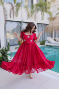 Teeya Creation Womens New Stylish Fendi Silk With Beads Embroidered Work Gown Set