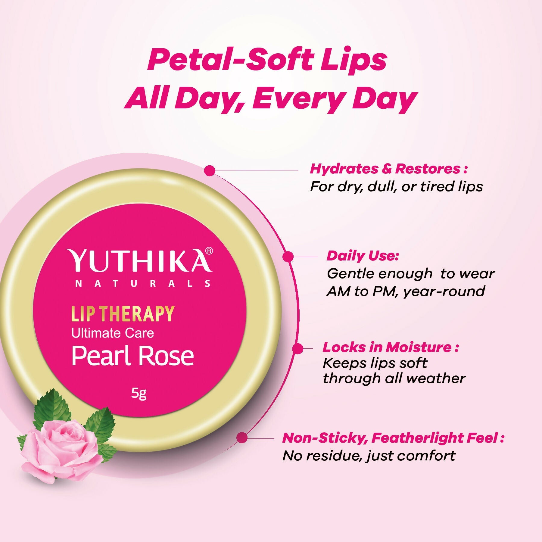 Yuthika Moisturizing Lip Balm – Pearl Rose