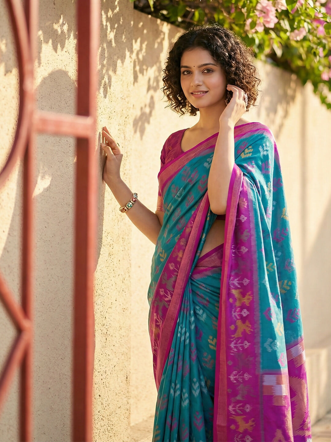 Shree Shyam Fashion Sky Blue Pochampally Silk Saree