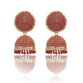 Gold-Polished Alloy Red Sun Shaped Jhumka Earrings - The Pari