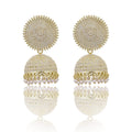 Gold-Polished Alloy White Sun Shaped Jhumka Earrings - The Pari