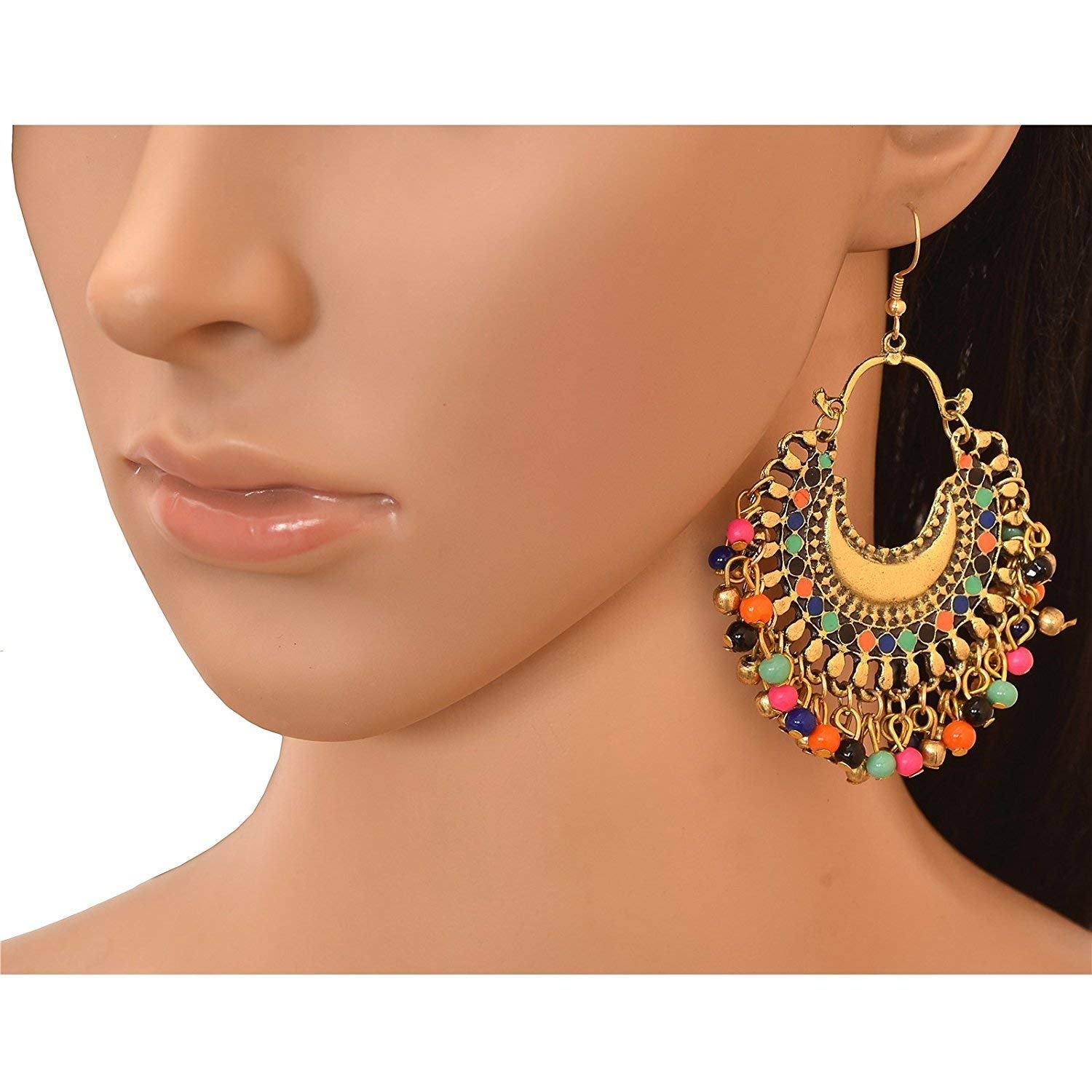 Gold-Polished Alloy Oxidised Designer Earrings - The Pari