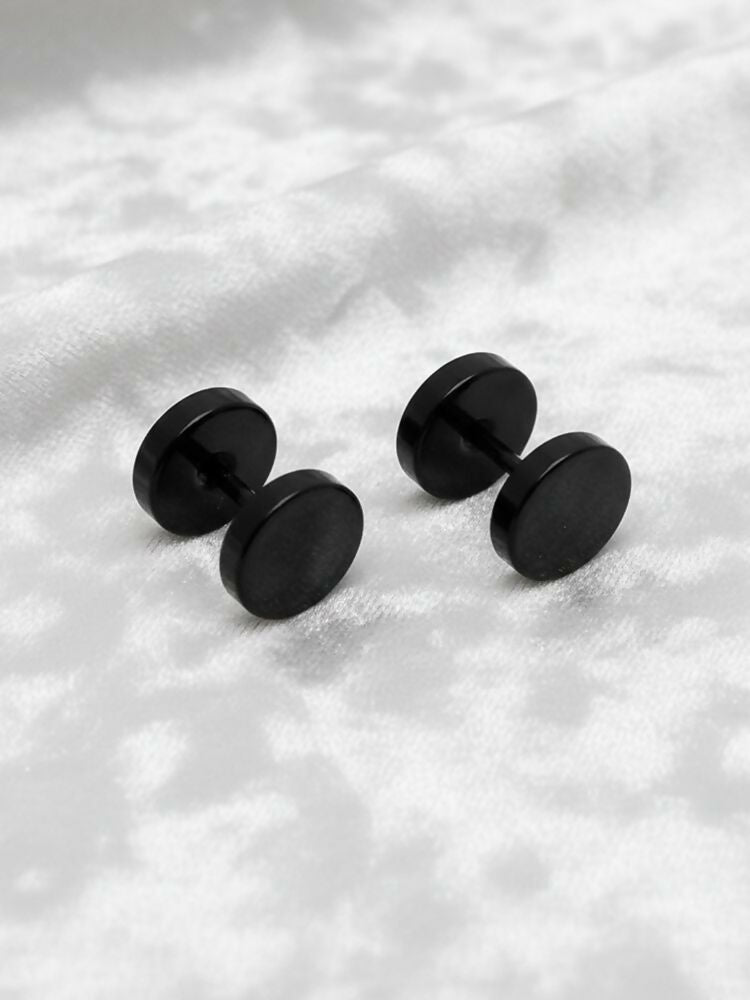 NVR Men's Black Rhodium Plated Studs Earrings