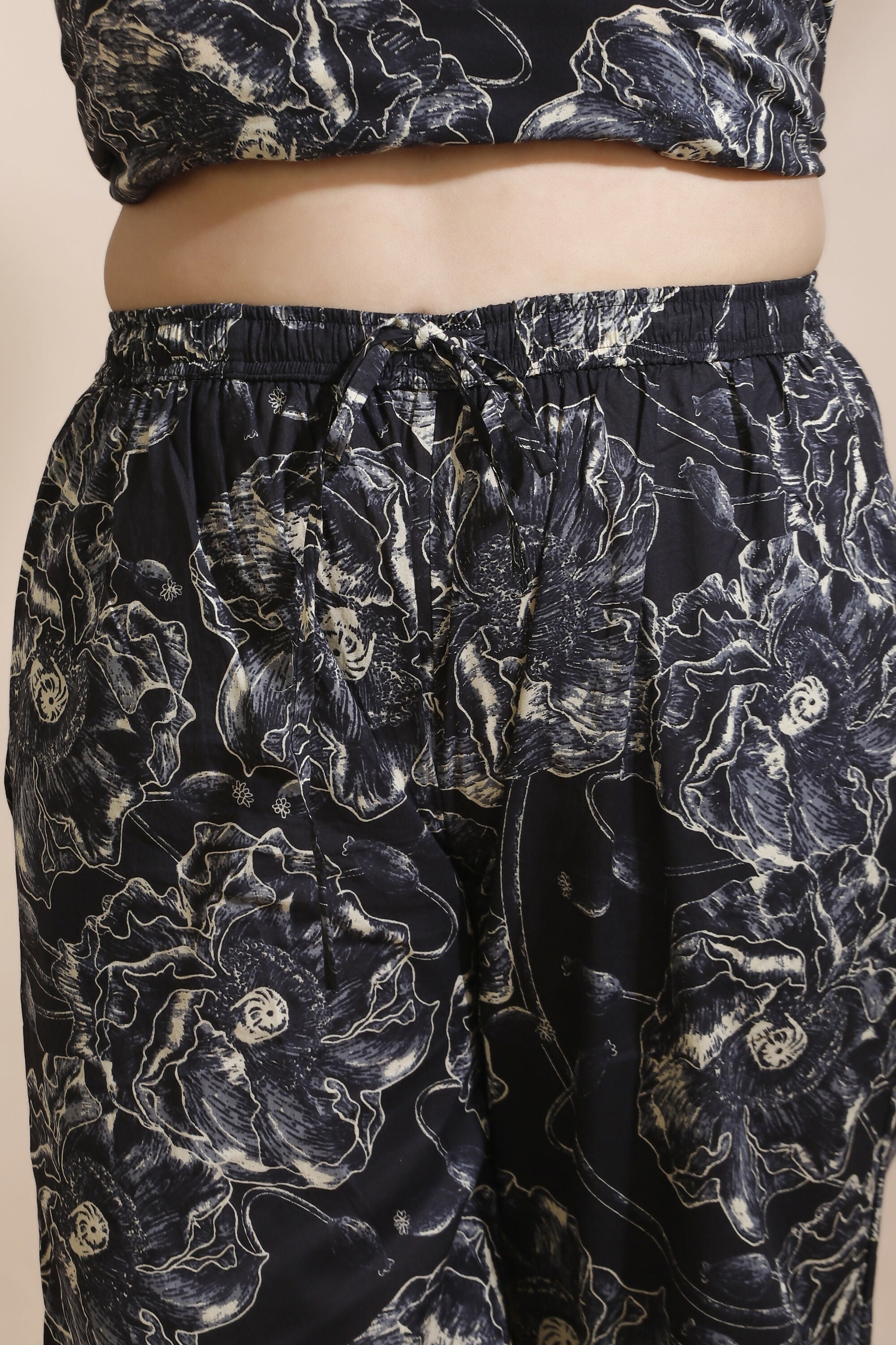 Breathables Floral Cotton Co-Ord Set – Black