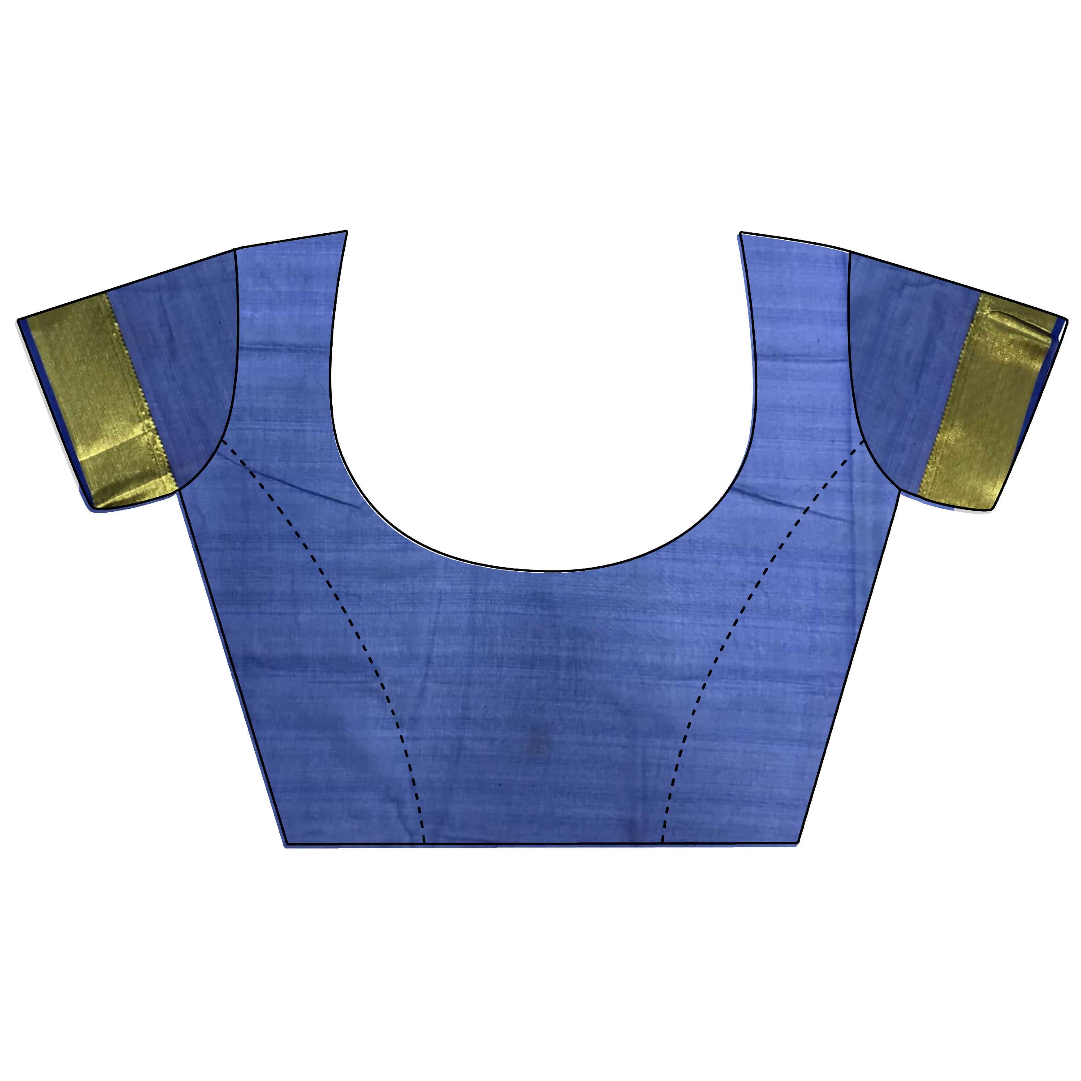 Joban Fashion Royal Blue Polka-Dot Zari Woven Organza Silk Banarasi Silk Saree
