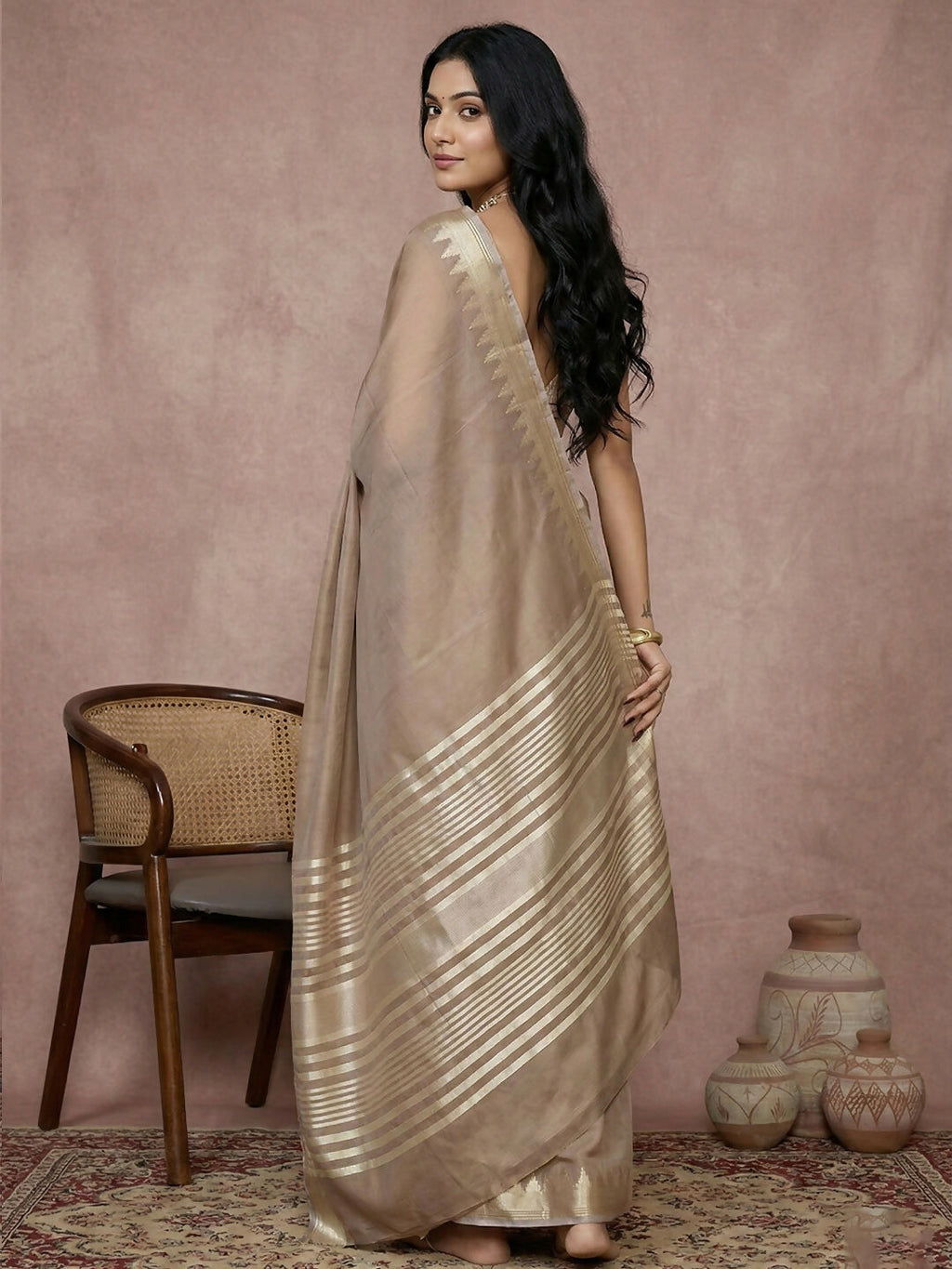 Shree Shyam Fashion Beige Cotton Saree
