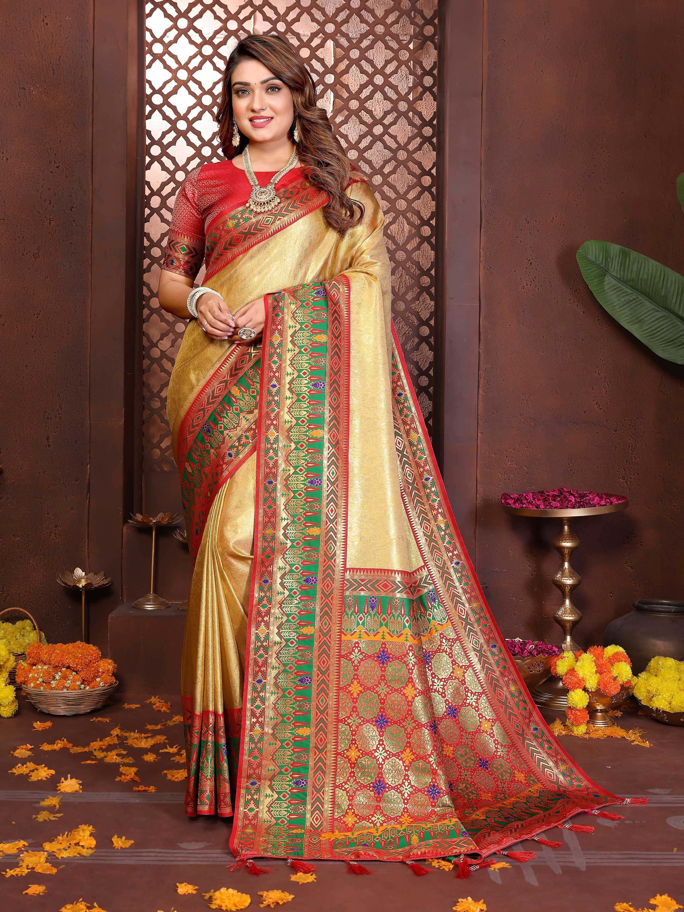 Aastha Fashion Gold Tissue Silk Weaving Saree
