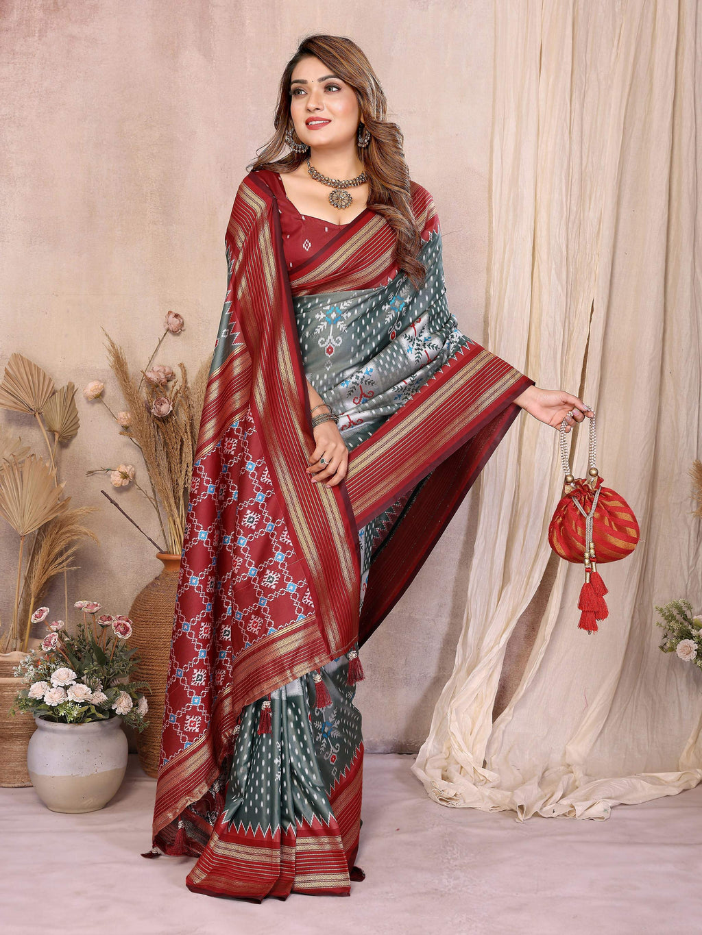 Aastha Fashion Grey Soft Silk Weaving Saree