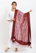 Mominos Fashion Moeza Women's Orgenza Multi Thread Mirror Work Maroon Dupatta