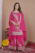 Teeya Creation Pink Color Natural Crepe Silk Wedding Wear Trending Salwar Suit
