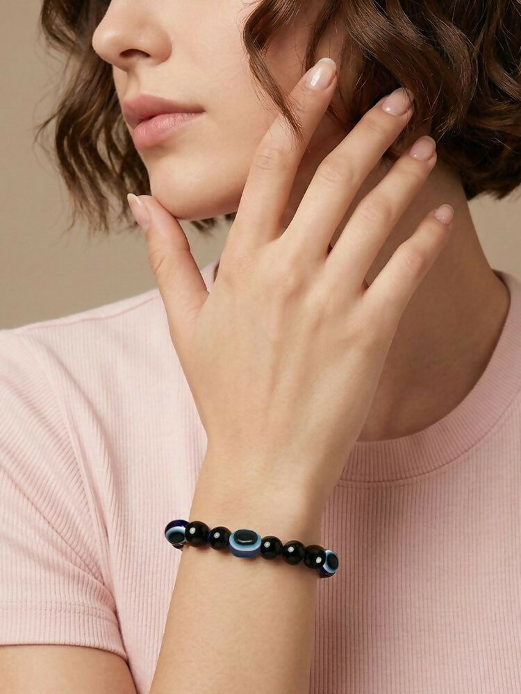 NVR Black Evil Eye Adjustable Bracelet for Men & Women