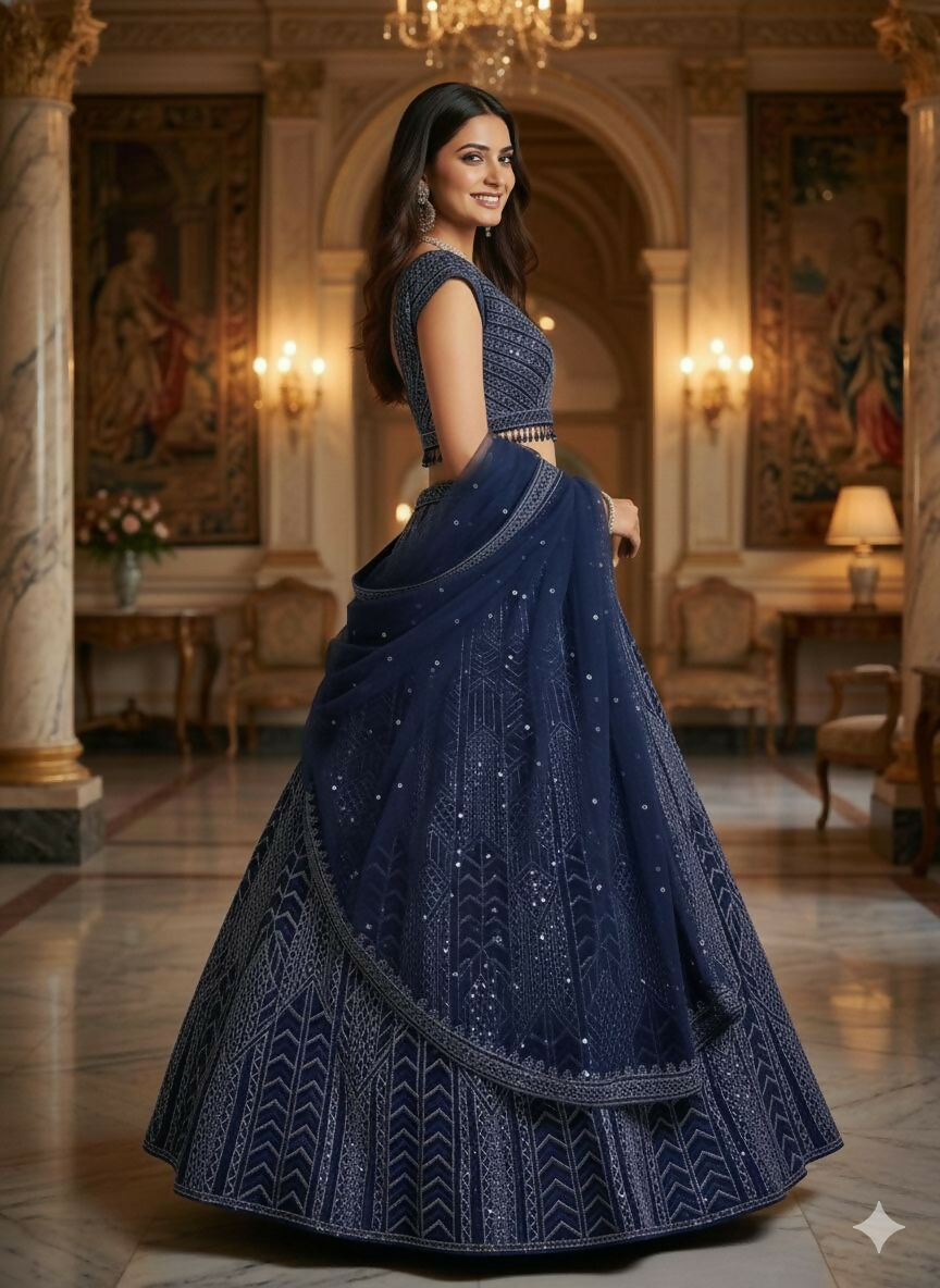 Lehenga Mart Designer Indian Wedding Lehenga Choli-Blue