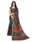 Vamika Green Georgette Printed With Lace Saree (MANYA GREEN RED)