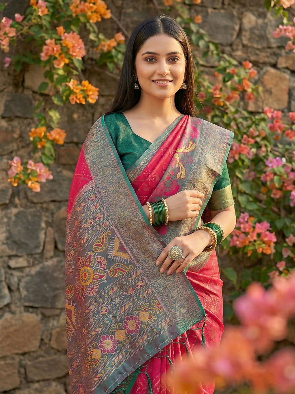 Shree Shyam Fashion Pink Pochampally Silk Saree