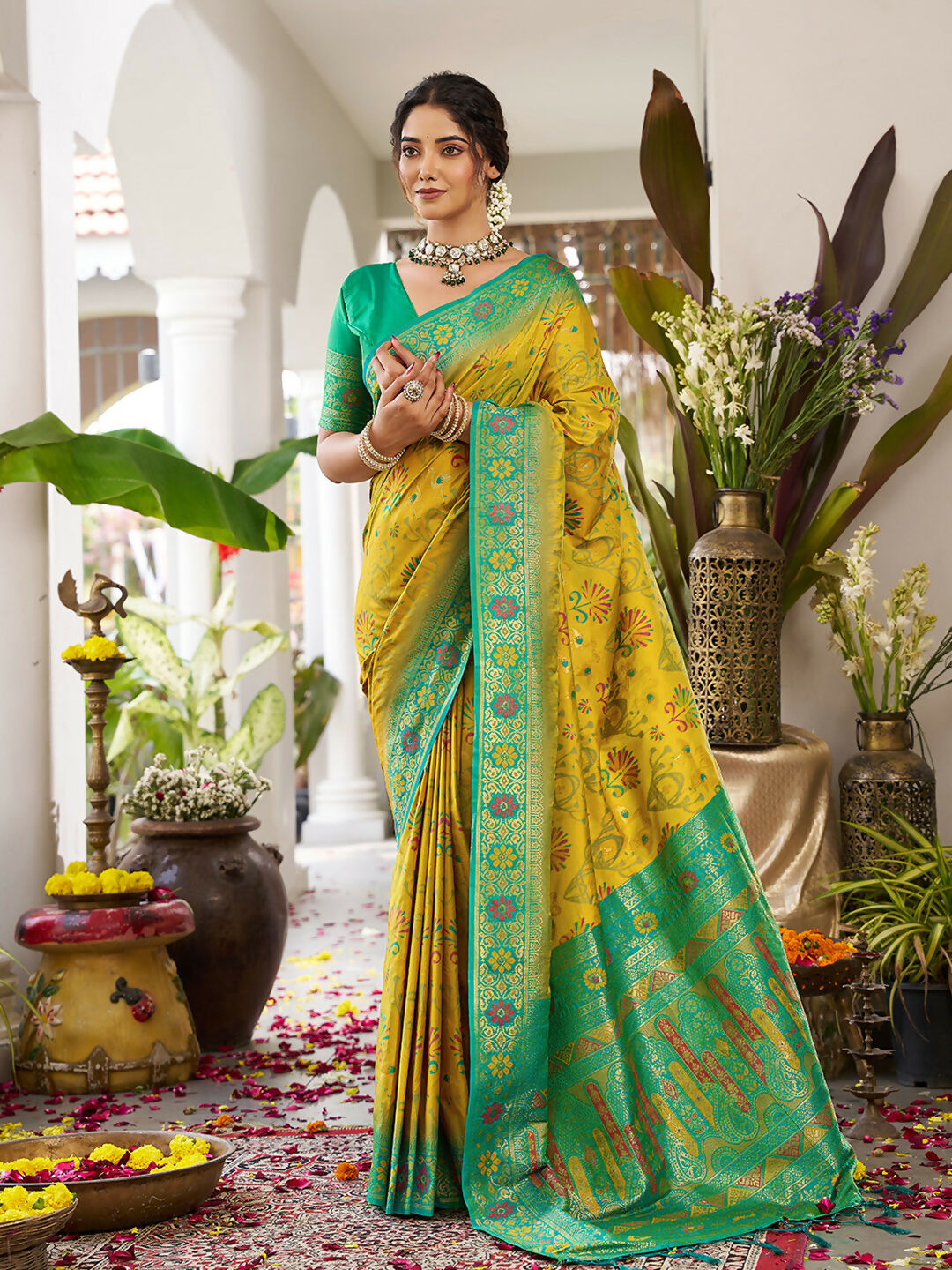 Shree Shyam Fashion Mustard Yellow Soft Silk Saree