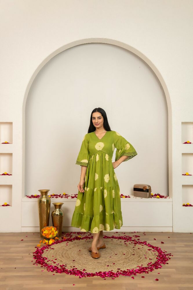 Joban Fashion Green Tie & Dye Cotton Dress