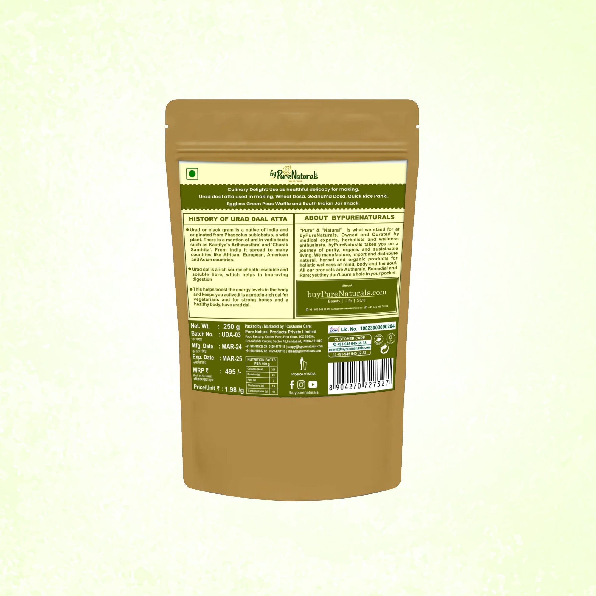 byPureNaturals Urad Daal Atta (Black Lentils Flour)