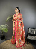 Joban Fashion Rani Pink Floral Vine Pattern Soft Silk Paithani Saree