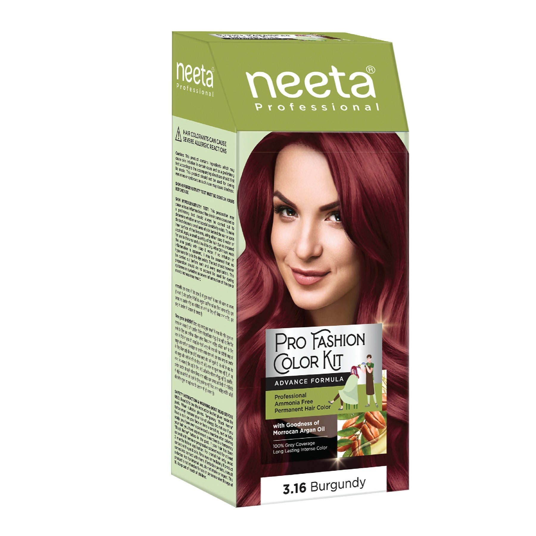 Neeta Professional Fashion Color Kit Permanent Hair Color Burgundy 3.16