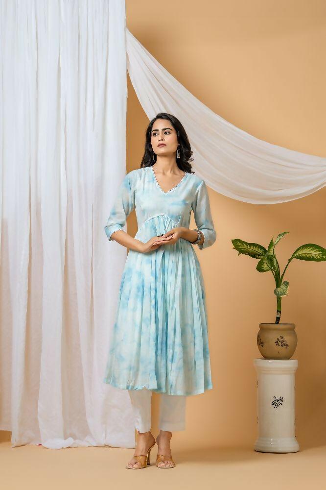 Joban Fashion Blue Tie & Dye Kurta Pant Set