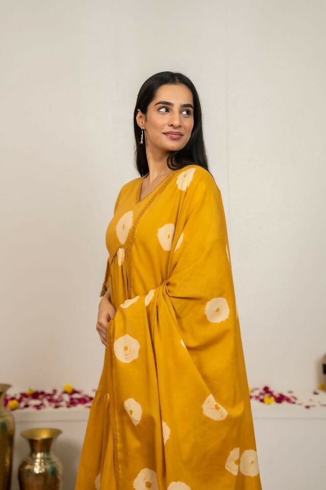 Joban Fashion Musard Yellow Tie & Dye Cotton Suit Set