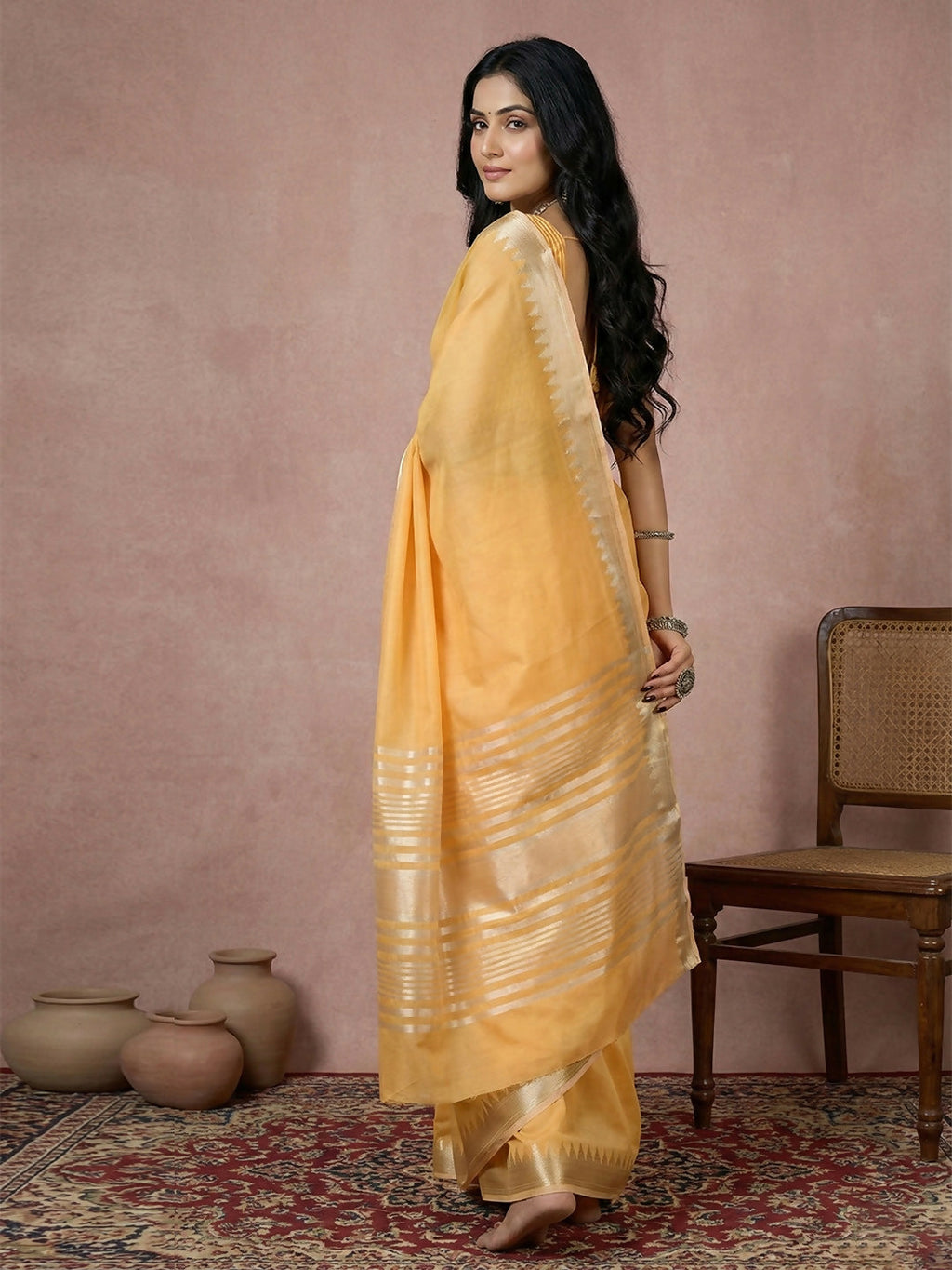 Shree Shyam Fashion Mustard Yellow Cotton Saree