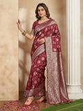 Shree Shyam Fashion Maroon Silk Blend Saree