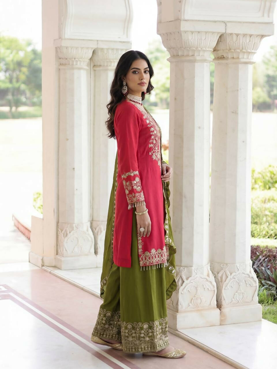 Joban Fashion Pink Silk Embroidered Sharara Set