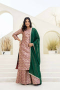 Teeya Creation Peach Viscose Jacquard Party Wear Designer Suit