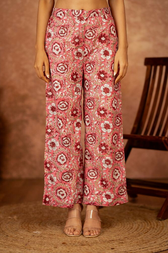 Joban Fashion Pink Hand Block Printed Cotton Suit Set