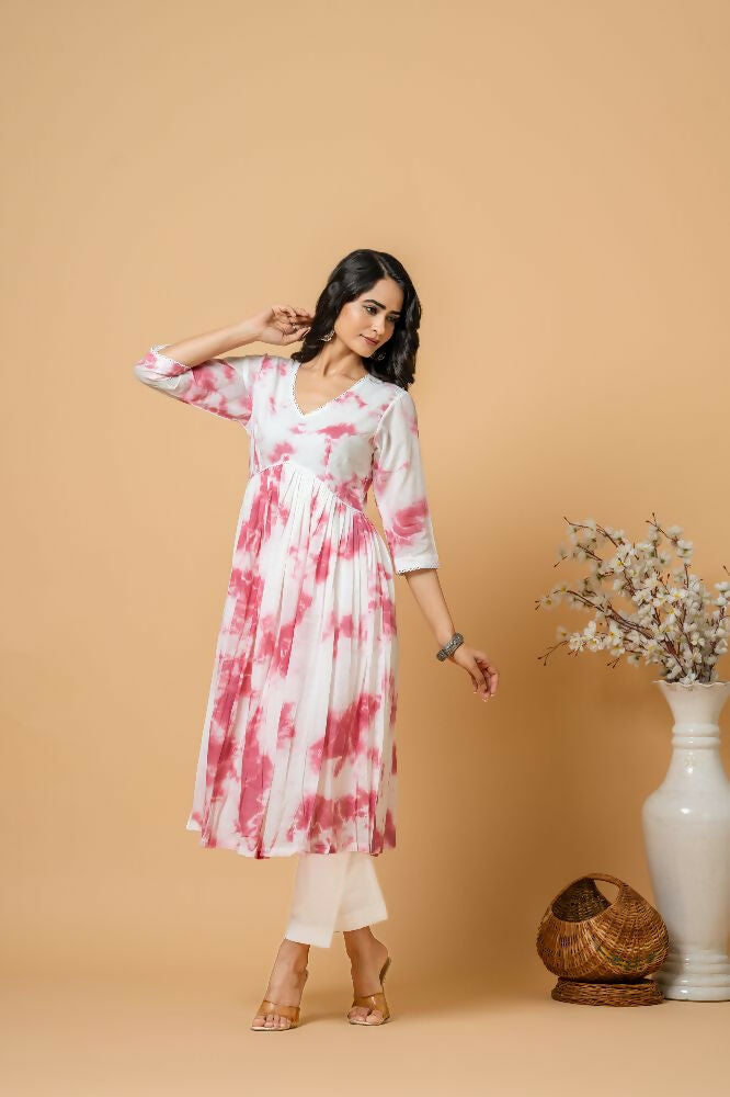 Joban Fashion Magenta Tie & Dye Kurta Pant Set