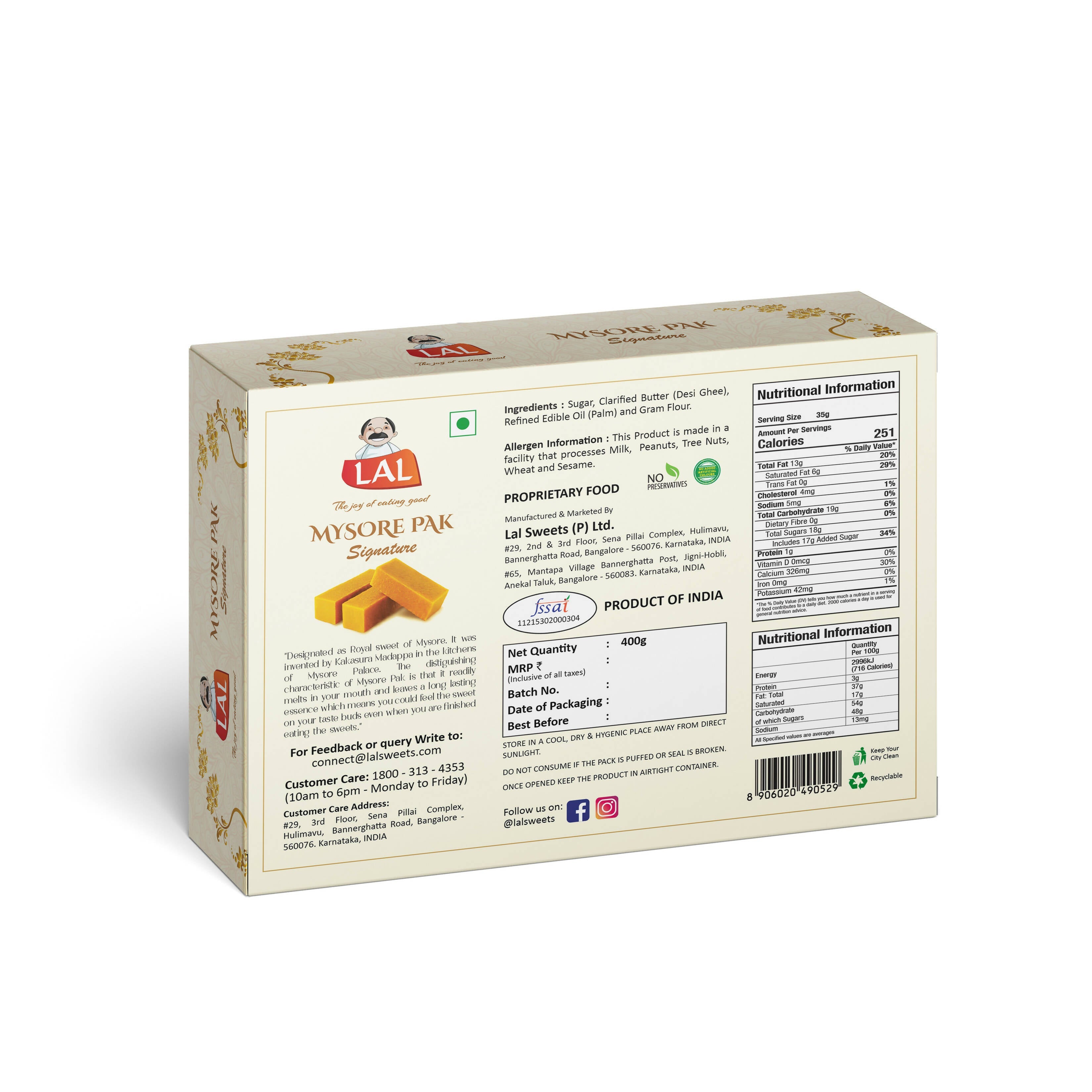 Lal Sweets Mysore Pak Signature