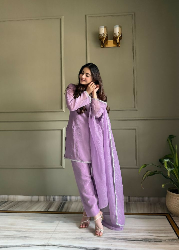 Teeya Creation Lavender Color Crunchy Silk Party Wear Salwar Suit