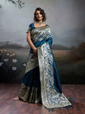 Shree Shyam Fashion Navy Blue Silk Blend Saree