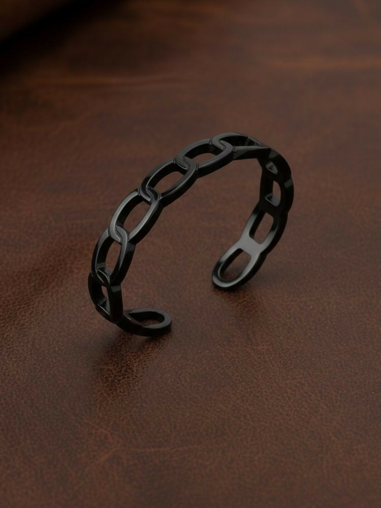 NVR Men's Rhodium Plated Cuff Bracelet