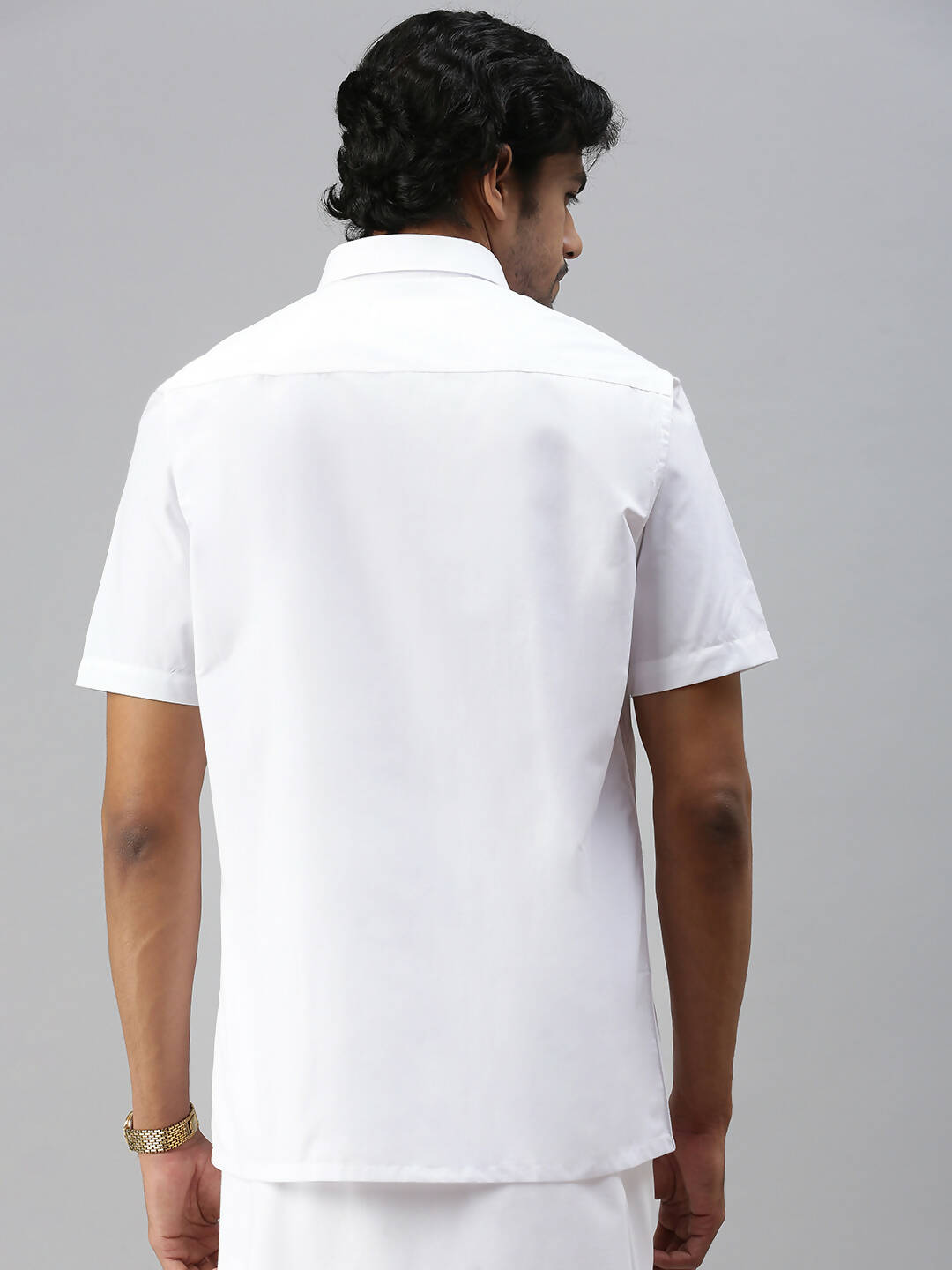 Ramraj Cotton Mens Half Sleeve Formal Poly Cotton White Shirt