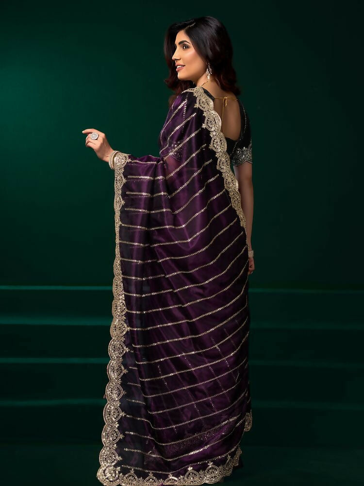 Joban Fashion Wine Net Party Wear Sarees