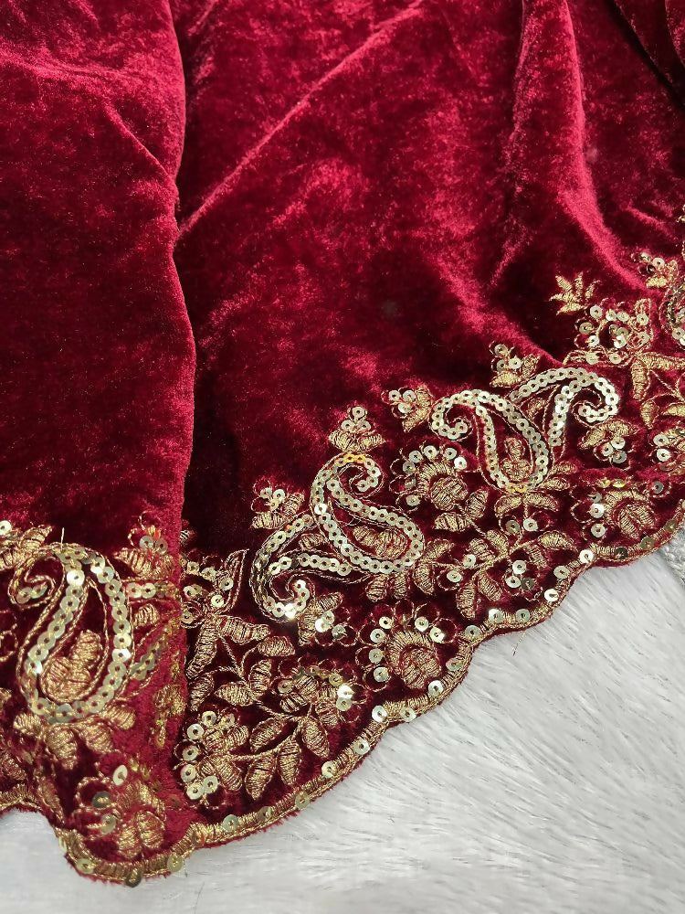 Joban Fashion Maroon 9000 Velvet Party Wear Sarees