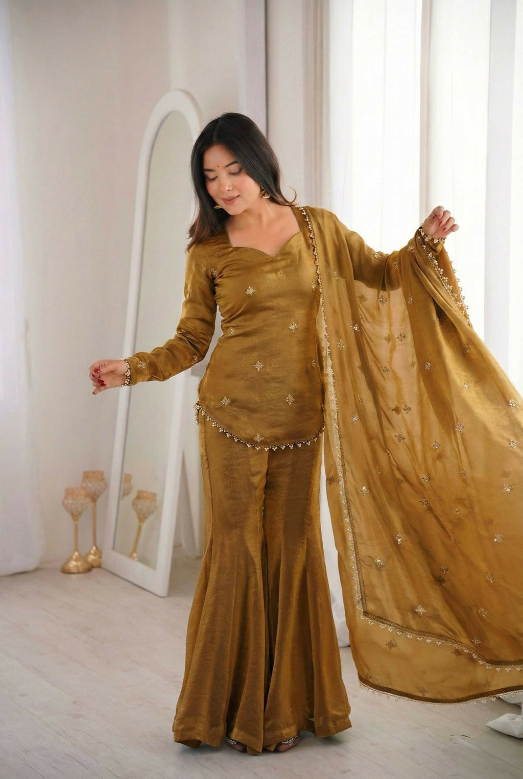 Teeya Creation Olive Fendy Silk Trending Party Wear Salwar Suit