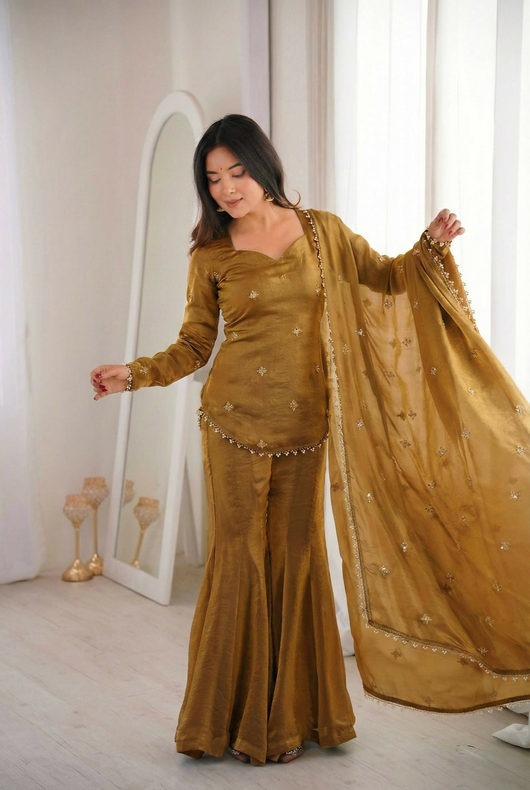 Teeya Creation Olive Fendy Silk Trending Party Wear Salwar Suit