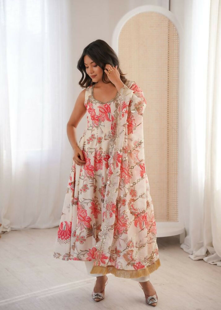 Teeya Creation Crea Pure Muslin Silk Digital Print Traditional Wear Long Gown