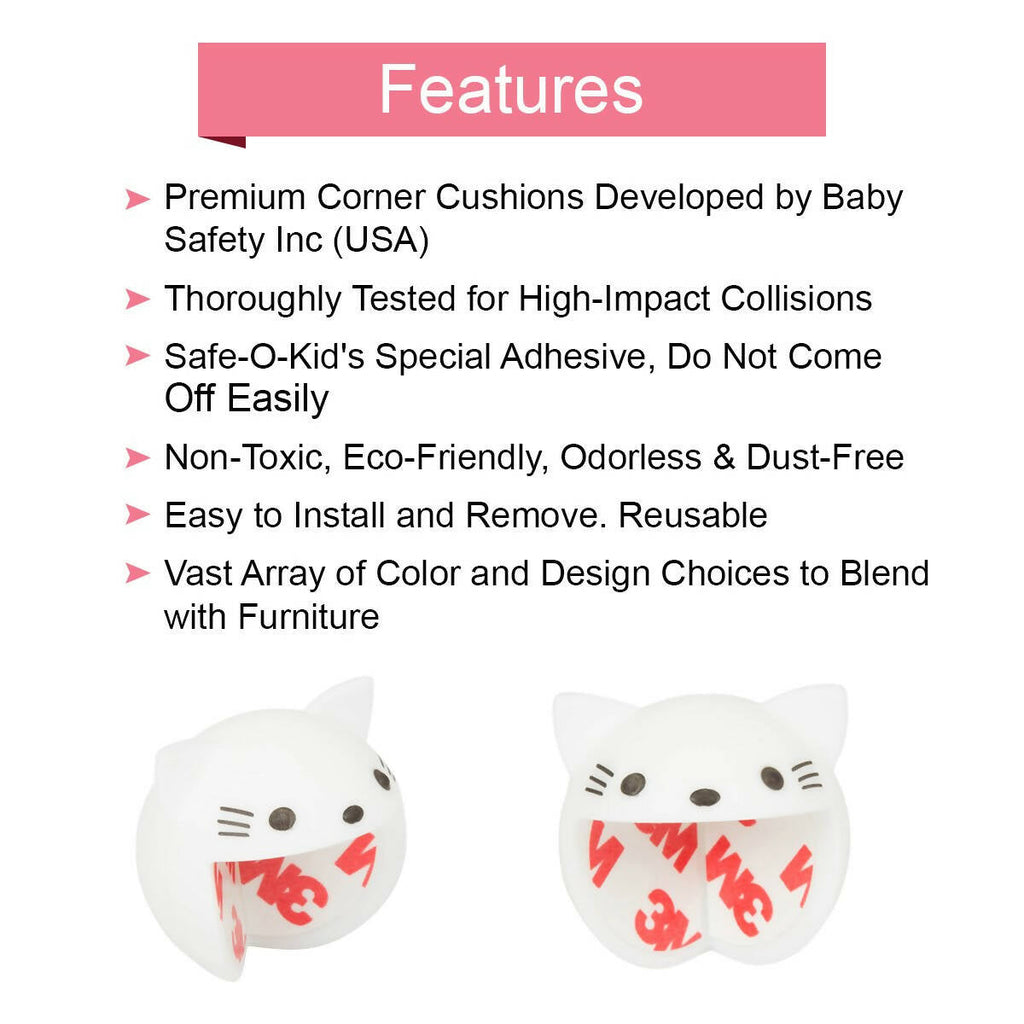 Safe-O-Kid Elegant Catchy Animal Shaped Corner Guards Prevents Head Injury, White
