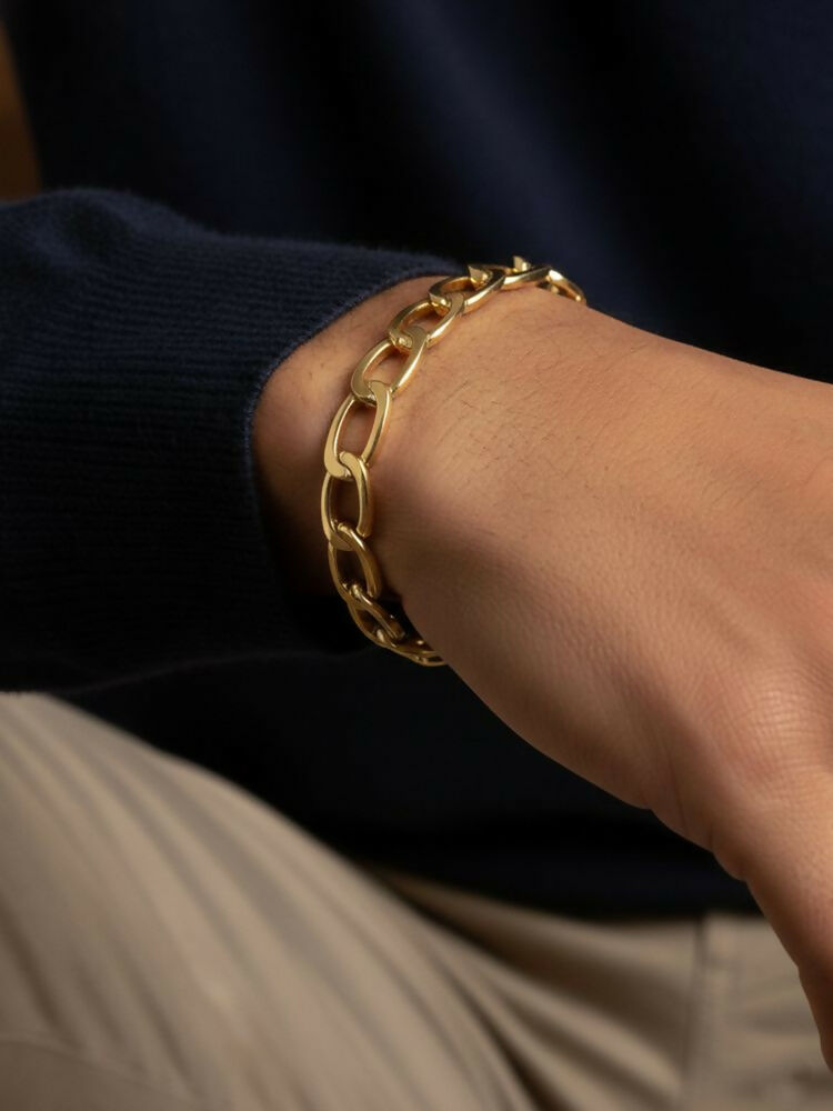 NVR Men's Gold Plated Cuff Bracelet