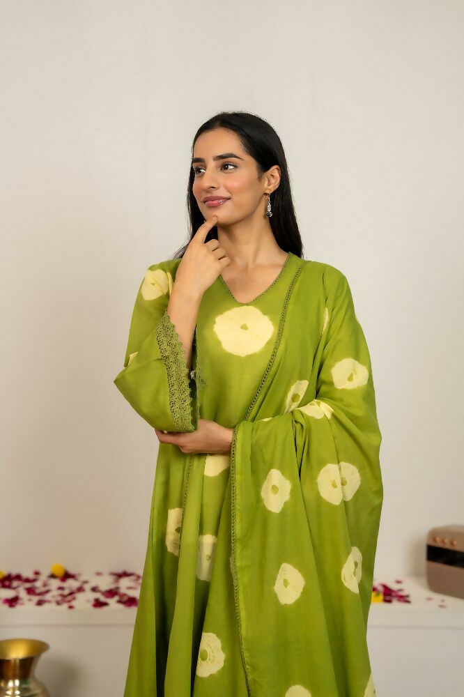Joban Fashion Green Tie & Dye Cotton Suit Set