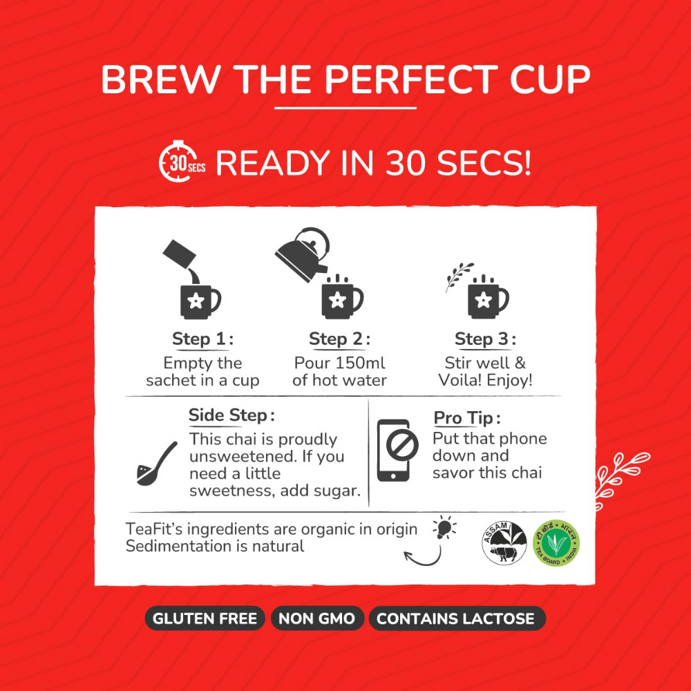 TeaFit Premium Zero Sugar Instant Tea Premix - Masala & Ginger