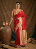 Shree Shyam Fashion Red Soft Silk Saree