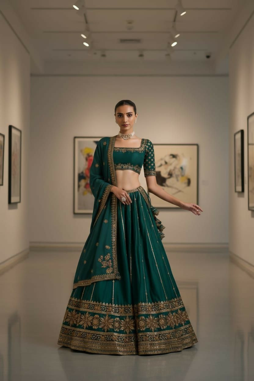 Lehenga Mart Designer Indian Wedding Lehenga Choli-Green