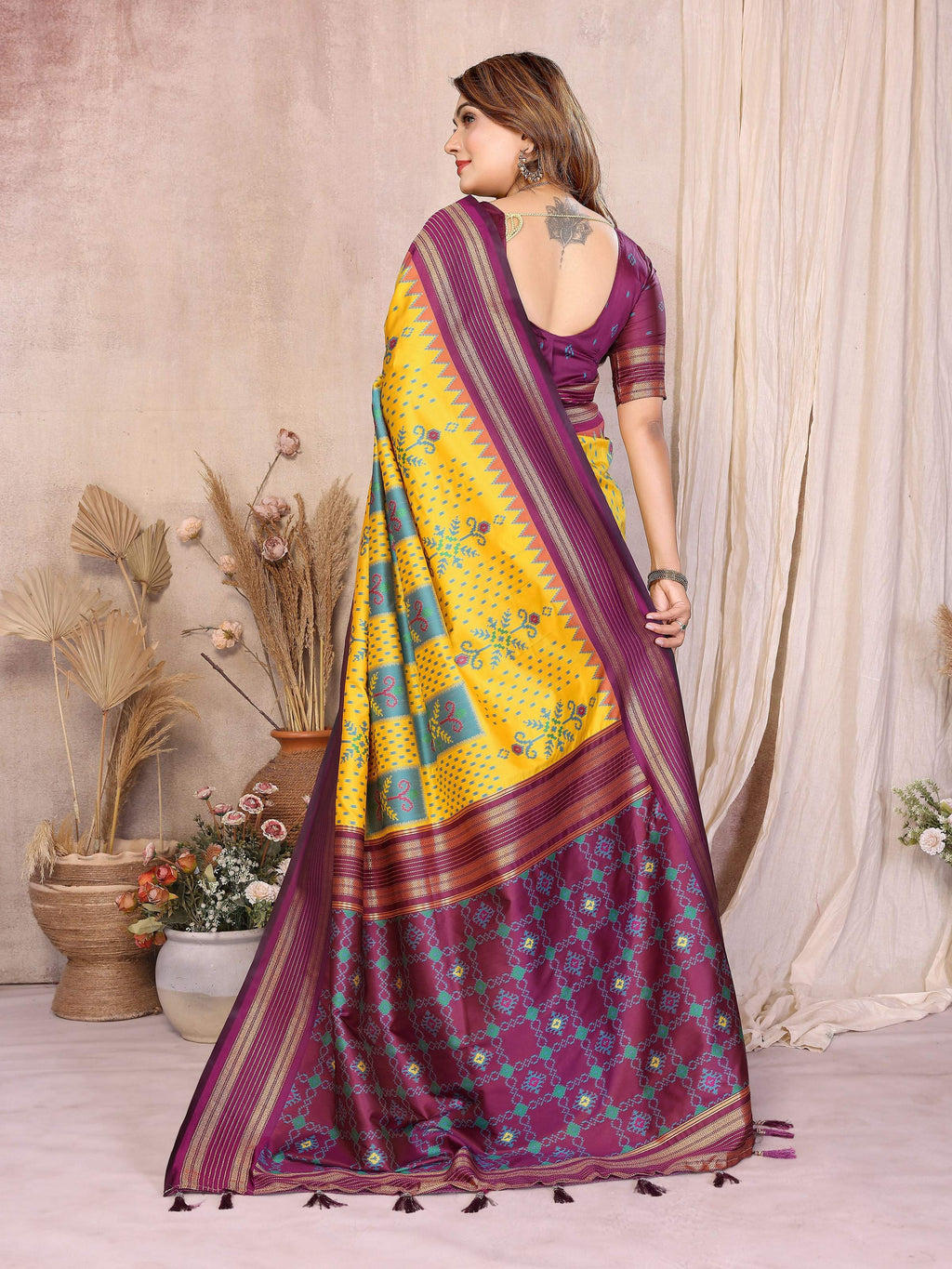 Aastha Fashion Yellow Soft Silk Weaving Saree