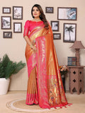 Aastha Fashion Orange Tissue Silk Weaving Saree